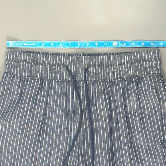Quince 100% European Linen Wide Leg Pants in Chambray Stripe Blue - Picture 10 of 12